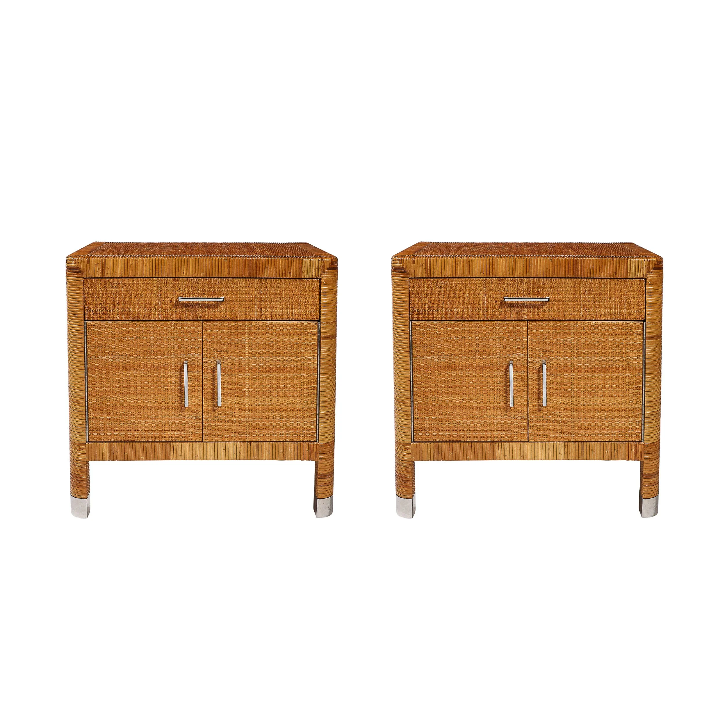 Pair of Mid-Century Perspecta Nightstands W/ Sculptural Front by